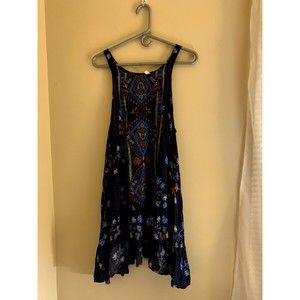 Intimately Free People XS Blue Floral Tunic Mini Dress High Low Tank Oversized
